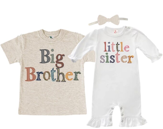 Big Brother/Little Sister Matching Sibling Set. Baby Shower Gift. Take Home Outfit. Matching Sibling Set