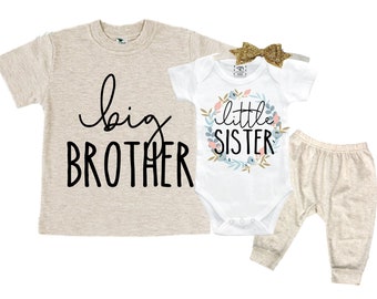 Big Brother/Little Sister Matching Sibling Set. Baby Shower Gift. Take Home Outfit. Matching Sibling Set