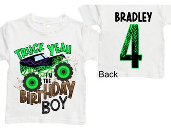 Personalized Monster Truck Crushing IT Birthday Shirt. FOUR  Birthday. Boy's Truck Birthday Shirt. Monster Truck Racing Birthday Shirt.