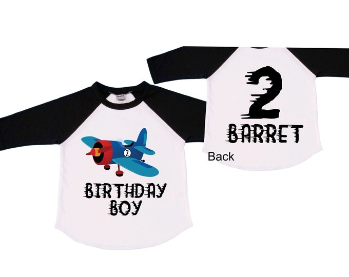 Personalized Airplane theme Birthday Shirt. Two Birthday. Boy's Car Birthday Shirt. Airplane Racing Birthday Shirt.