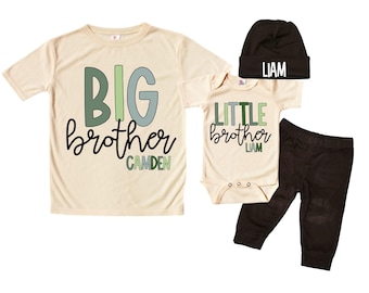 Big Brother/Little Brother Matching Sibling Set. Baby Shower Gift. Take Home Outfit. Matching Sibling Set