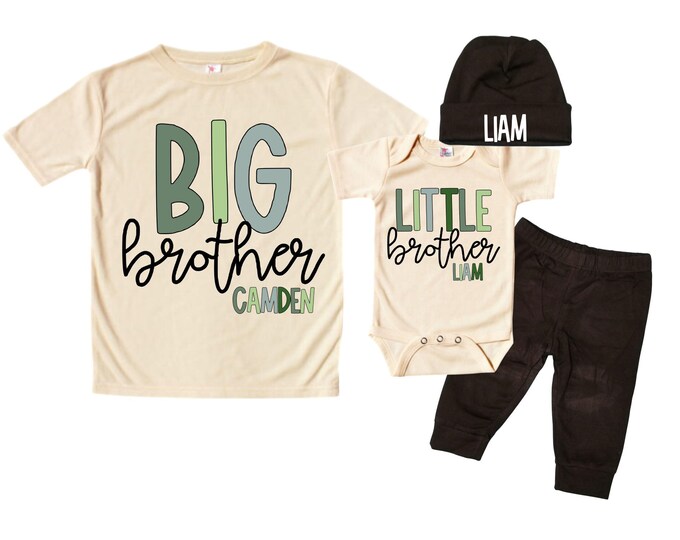 Big Brother/Little Brother Matching Sibling Set. Baby Shower Gift. Take Home Outfit. Matching Sibling Set