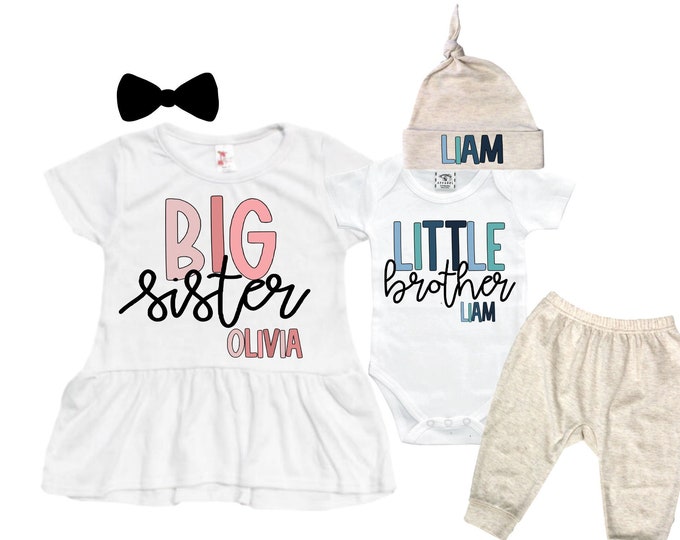 Big Sister SHIRT /Little Brother Matching Sibling Set. Baby Shower Gift. Take Home Outfit. Matching Sibling Set