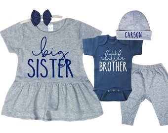 Big Sister SHIRT /Little Brother Matching Sibling Set. Baby Shower Gift. Take Home Outfit. Matching Sibling Set