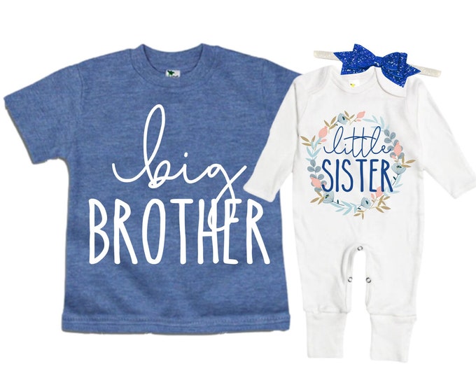 Big Brother/Little Sister Matching Sibling Set. Baby Shower Gift. Take Home Outfit. Matching Sibling Set