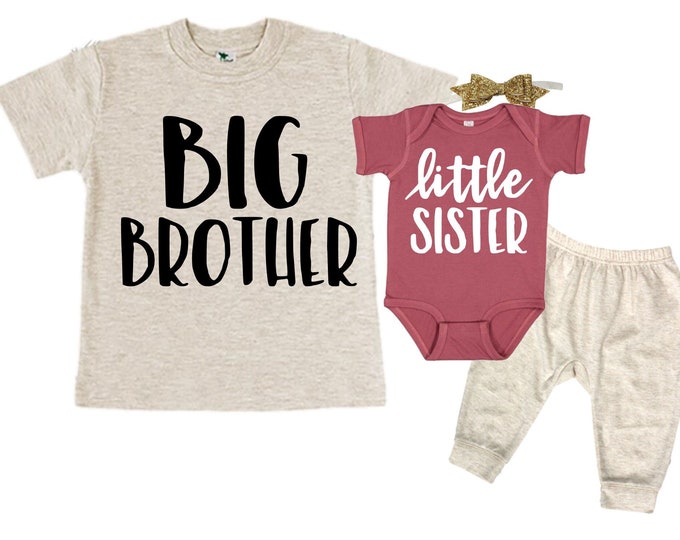 Big Brother/Little Sister Matching Sibling Set. Baby Shower Gift. Take Home Outfit. Matching Sibling Set