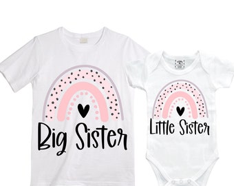 SET Big Sister/Little Sister Matching Sister Set. Pregnancy Annoucement. Baby Shower Gift.