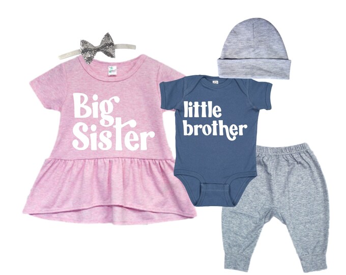 Big Sister SHIRT /Little Brother Matching Sibling Set. Baby Shower Gift. Take Home Outfit. Matching Sibling Set