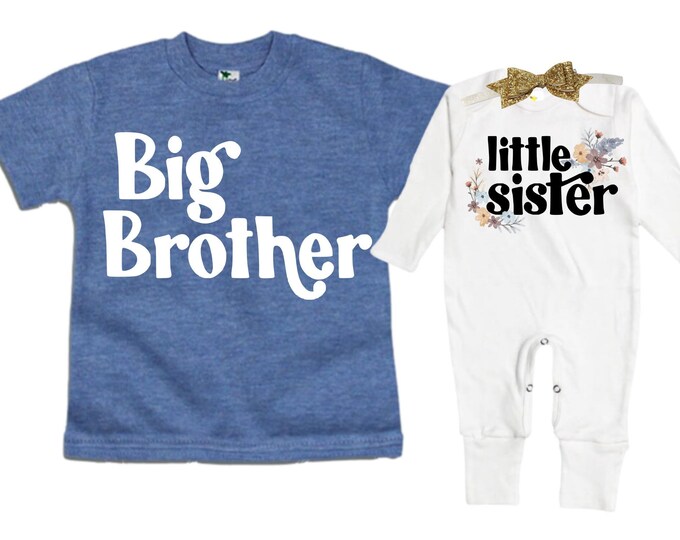Big Brother/Little Sister Matching Sibling Set. Baby Shower Gift. Take Home Outfit. Matching Sibling Set
