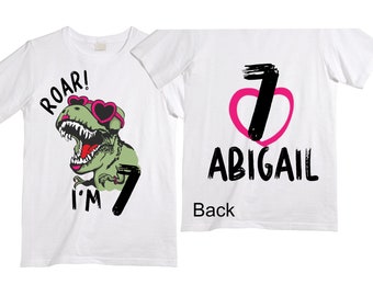 Personalized Dinosaur theme Birthday Shirt. SEVEN Birthday. Girl's Floral Dino Birthday Shirt. Dinosaur Birthday Shirt. SEVEN A Saurus