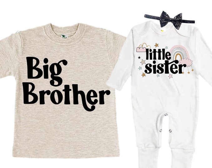 Big Brother/Little Sister Matching Sibling Set. Baby Shower Gift. Take Home Outfit. Matching Sibling Set
