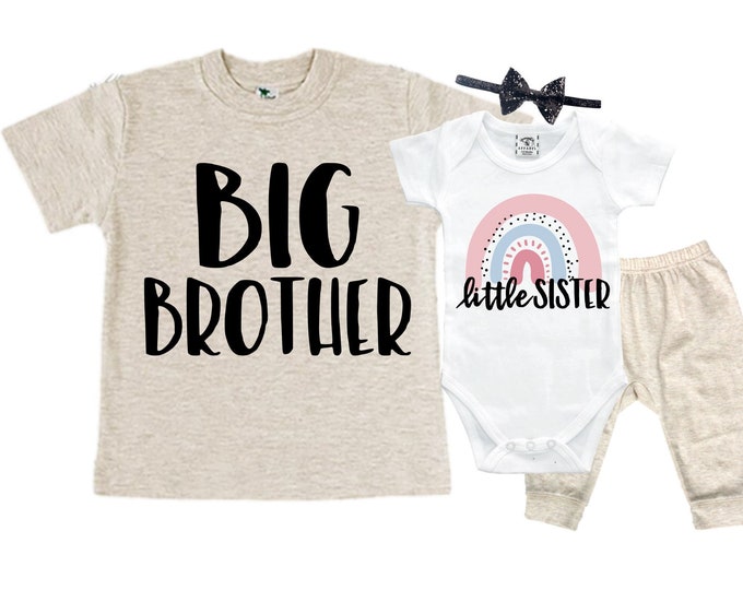 Big Brother/Little Sister Matching Sibling Set. Baby Shower Gift. Take Home Outfit. Matching Sibling Set