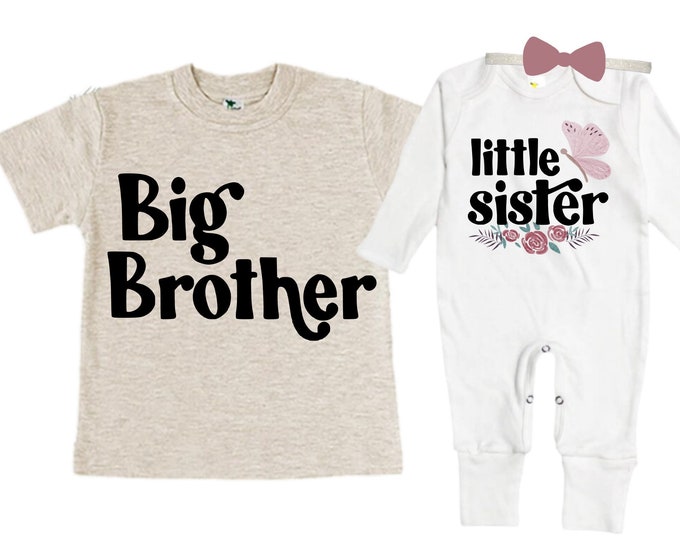 Big Brother/Little Sister Matching Sibling Set. Baby Shower Gift. Take Home Outfit. Matching Sibling Set