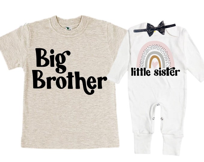 Big Brother/Little Sister Matching Sibling Set. Baby Shower Gift. Take Home Outfit. Matching Sibling Set