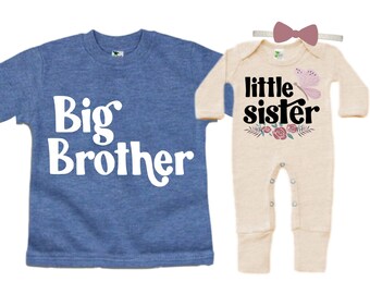 Big Brother/Little Sister Matching Sibling Set. Baby Shower Gift. Take Home Outfit. Matching Sibling Set