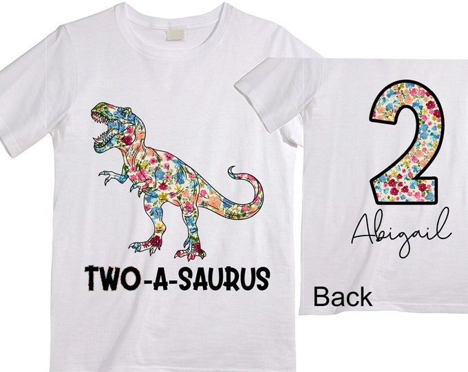 Personalized Two Rex Raglan Dinosaur theme Birthday Shirt. Two Birthday. Girl's Dino Birthday Shirt. Dinosaur Birthday Shirt.