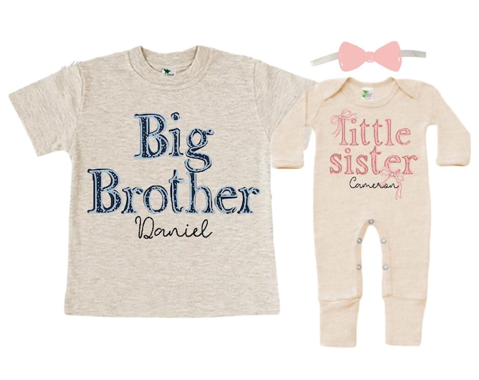 Big Brother/Little Sister Matching Sibling Set. Baby Shower Gift. Take Home Outfit. Matching Sibling Set