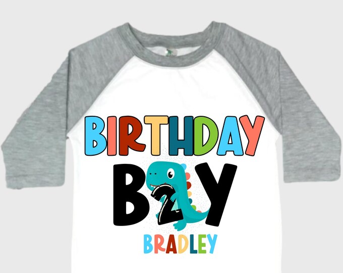 Personalized Two Rex Dinosaur theme Birthday Shirt. Two Birthday. Boy's Dino Birthday Shirt. Dinosaur Birthday Shirt.