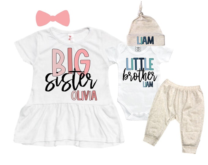 Big Sister SHIRT /Little Brother Matching Sibling Set. Baby Shower Gift. Take Home Outfit. Matching Sibling Set