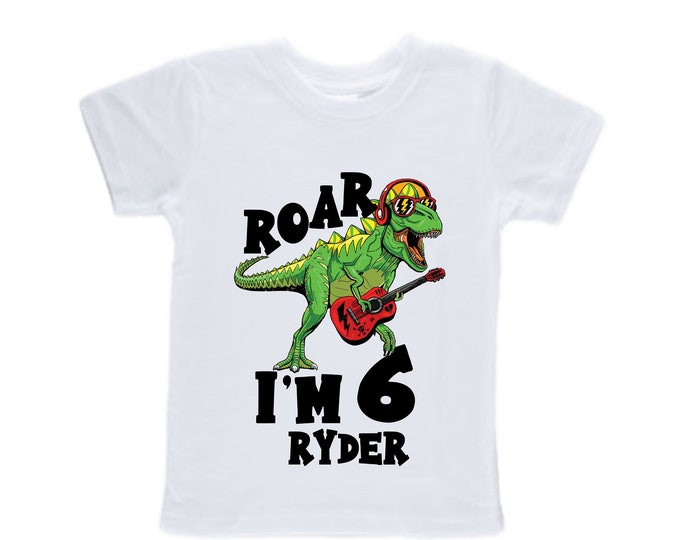 Personalized Dinosaur theme Birthday Shirt. SIX Birthday. Boy's Dino Birthday Shirt. Dinosaur Birthday Shirt.
