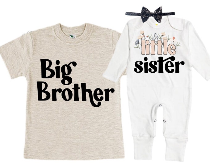 Big Brother/Little Sister Matching Sibling Set. Baby Shower Gift. Take Home Outfit. Matching Sibling Set