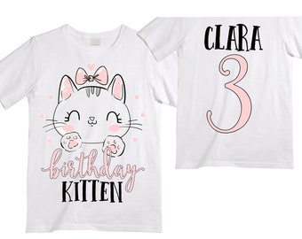 Cat / Kitten / Are you Kitten Me Right meow / Purr fectly  THREE Birthday Girl Shirt. Cake Smash Birthday Shirt. Three . Birthday Shirt