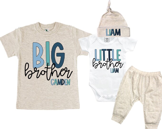 Big Brother/Little Brother Matching Sibling Set. Baby Shower Gift. Take Home Outfit. Matching Sibling Set