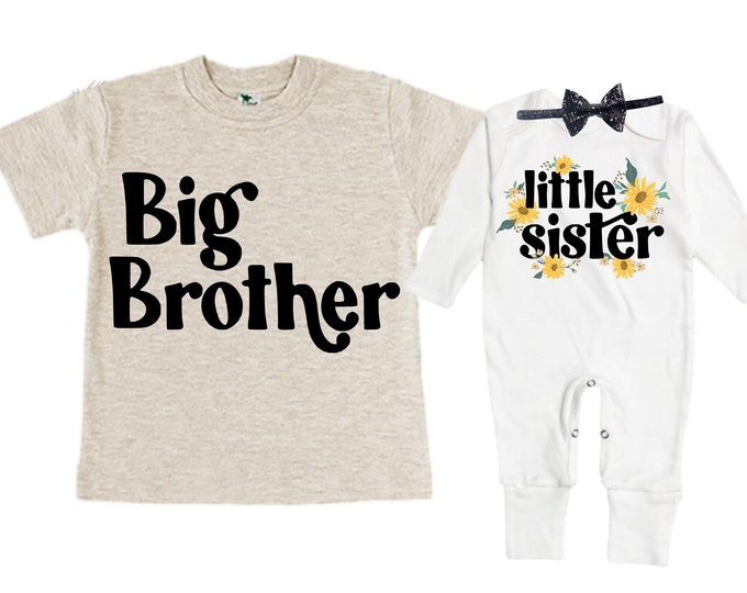 Big Brother/Little Sister Matching Sibling Set. Baby Shower Gift. Take Home Outfit. Matching Sibling Set