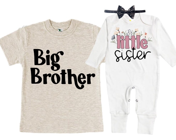 Big Brother/Little Sister Matching Sibling Set. Baby Shower Gift. Take Home Outfit. Matching Sibling Set
