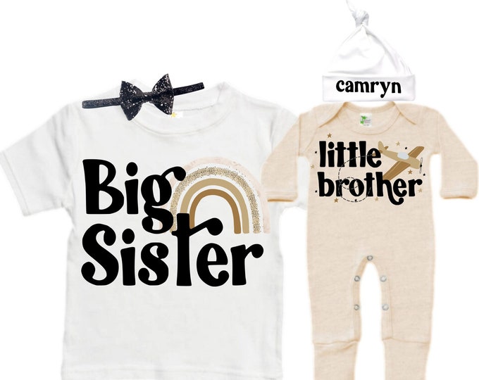 Big Sister/Little Brother Matching Sibling Set. Baby Shower Gift. Take Home Outfit. Matching Sibling Set