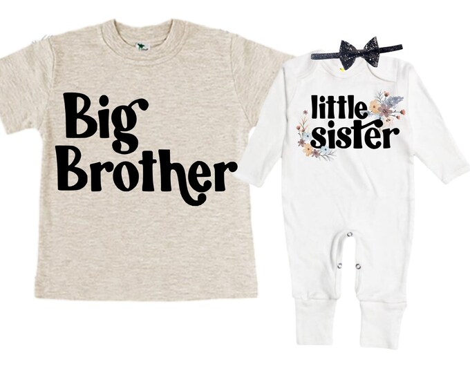 Big Brother/Little Sister Matching Sibling Set. Baby Shower Gift. Take Home Outfit. Matching Sibling Set