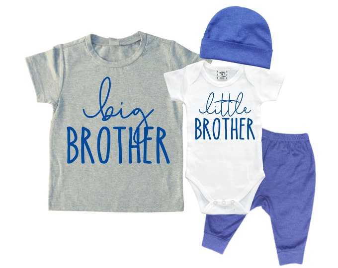 Big Brother/Little Brother Matching Sibling Set. Baby Shower Gift. Take Home Outfit. Matching Sibling Set