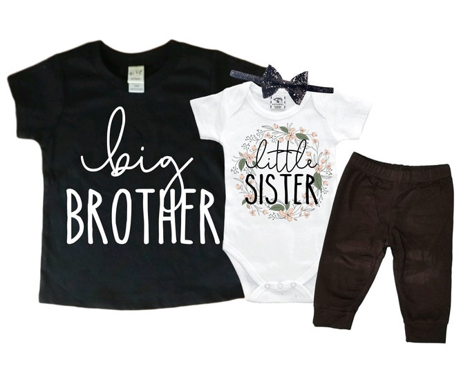 Big Brother/Little Sister Matching Sibling Set. Baby Shower Gift. Take Home Outfit. Matching Sibling Set