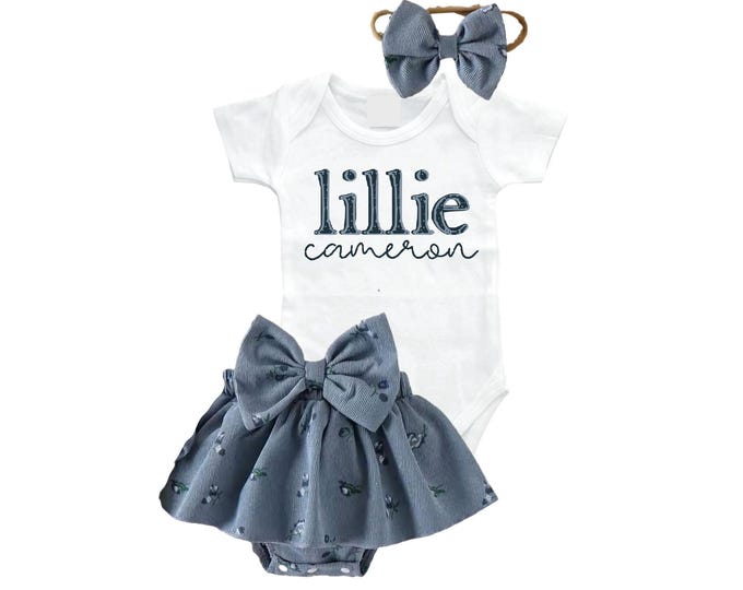 SET Personalized Name Baby Outfit. Baby Shower Gift. New Born Bring Home Outfit.