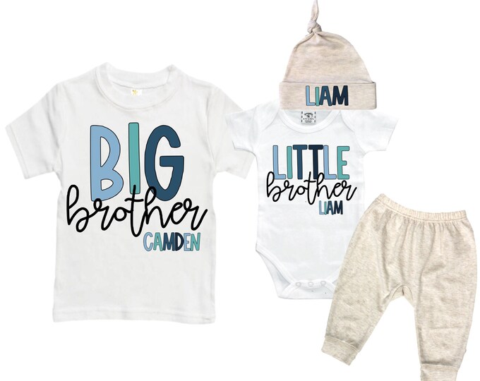 Big Brother/Little Brother Matching Sibling Set. Baby Shower Gift. Take Home Outfit. Matching Sibling Set