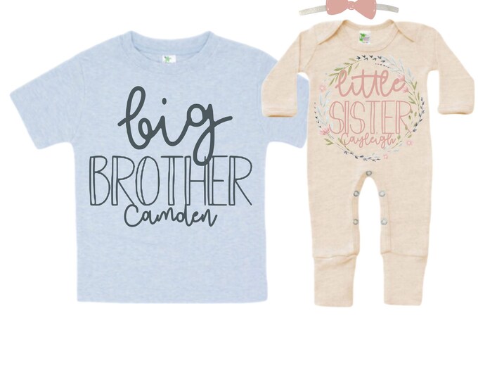 Big Brother/Little Sister Matching Sibling Set. Baby Shower Gift. Take Home Outfit. Matching Sibling Set