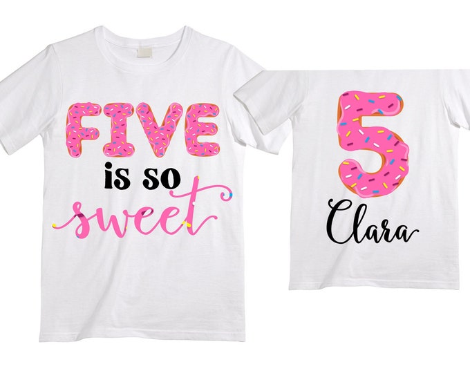 Personalized Donut You Know It's My Birthday Donut Rainbow FIVE Birthday Girl Shirt. Cake Smash Birthday Shirt. 5th . Birthday Shirt
