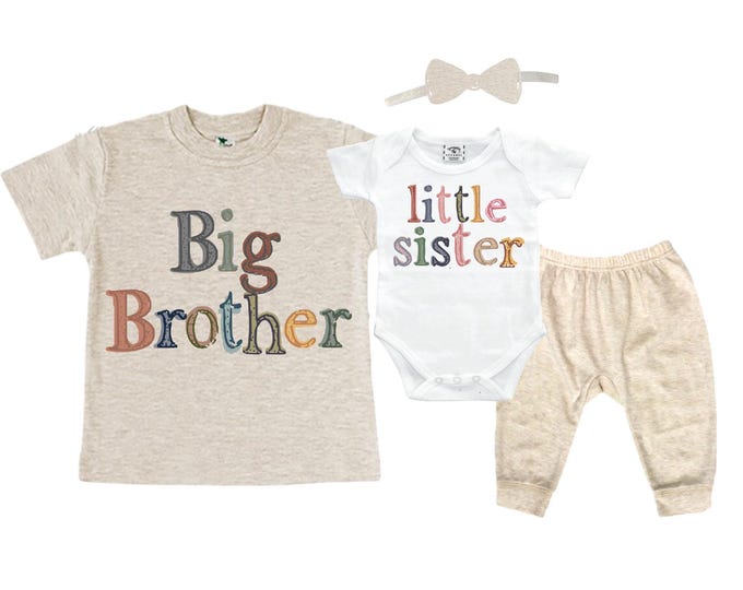 Big Brother/Little Sister Matching Sibling Set. Baby Shower Gift. Take Home Outfit. Matching Sibling Set