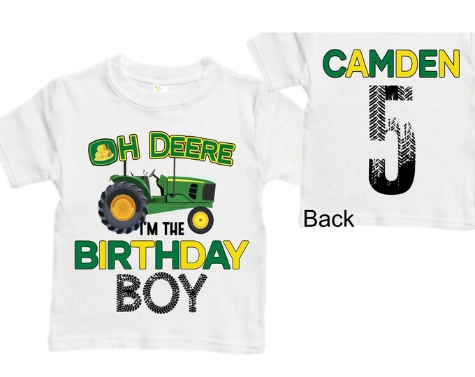 Personalized Green Tractor Truck FIVE Raglan Monster Truck theme Birthday Shirt. FIVE Birthday. Racing Birthday . Tractor Truck Birthday .