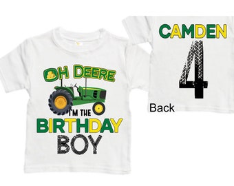 Personalized Tractor FOUR  Raglan Monster Truck theme Birthday Shirt. Two Birthday. Boy's Racing Birthday . Tractor Birthday .