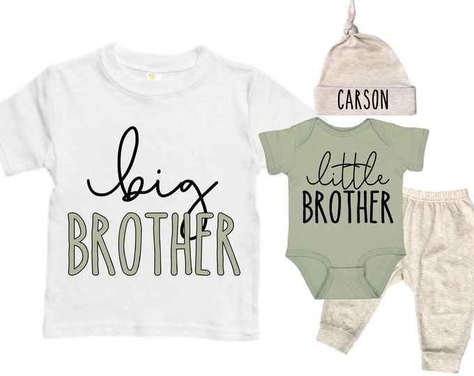 Big Brother/Little Brother Matching Sibling Set. Baby Shower Gift. Take Home Outfit. Matching Sibling Set