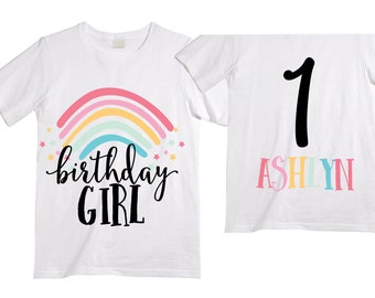 Personalized Rainbow Birthday Shirt ONE Birthday Girl Shirt. Cake Smash Birthday Shirt. ONE. Birthday Shirt
