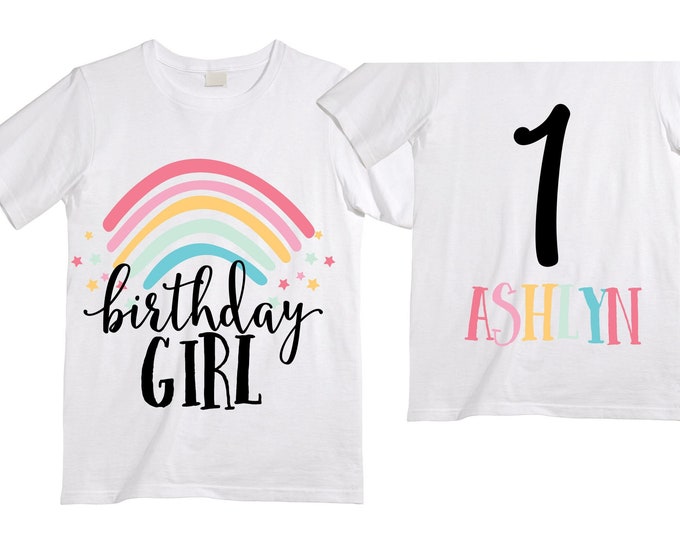 Personalized Rainbow Birthday Shirt ONE Birthday Girl Shirt. Cake Smash Birthday Shirt. ONE. Birthday Shirt