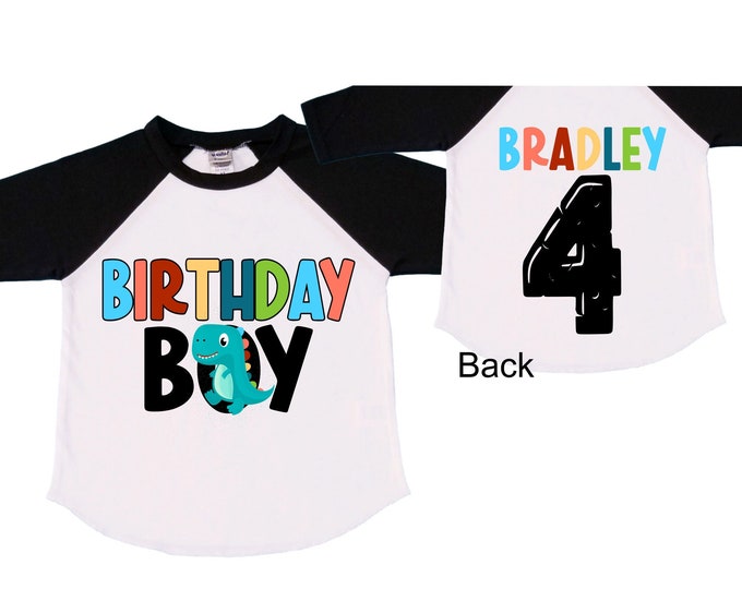 Personalized Dinosaur theme Birthday Shirt. Three Birthday. Boy's Dino Birthday Shirt. Dinosaur Birthday Shirt. THREE Rex
