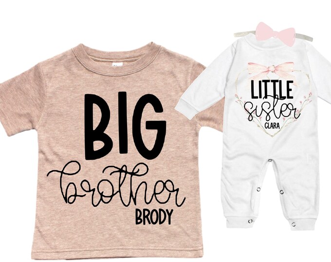 Big Brother/Little Sister Matching Sibling Set. Baby Shower Gift. Take Home Outfit. Matching Sibling Set