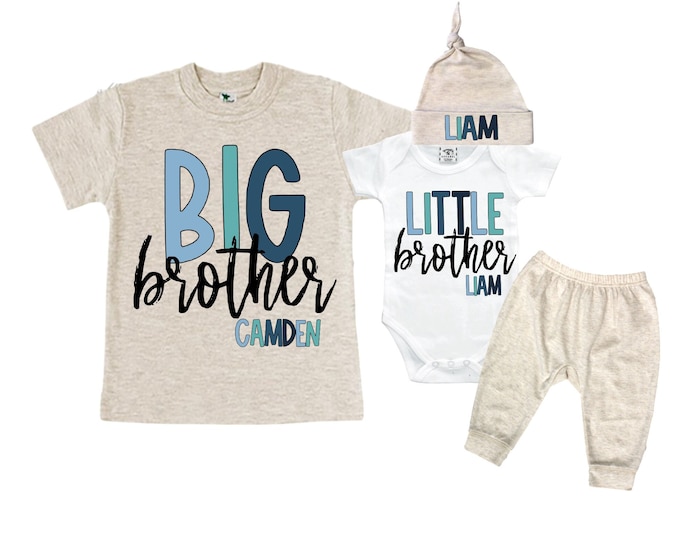 Big Brother/Little Brother Matching Sibling Set. Baby Shower Gift. Take Home Outfit. Matching Sibling Set