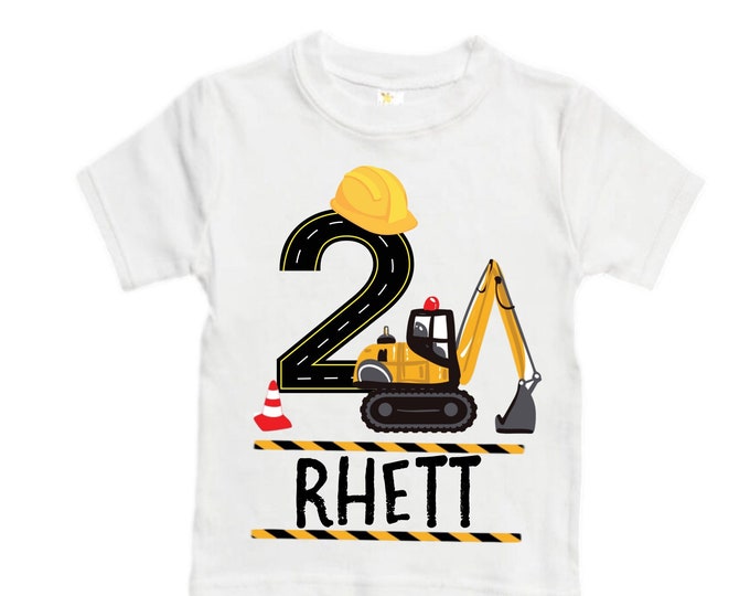Personalized Construction Themed Digger Truck Construction themeTank Top. Birthday Shirt. Two Birthday. Boy's Truck Birthday . Construction