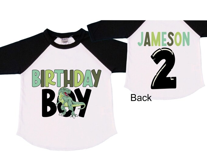 Personalized Two Rex Dinosaur theme Birthday Shirt. Two Birthday. Boy's Dino Birthday Shirt. Dinosaur Birthday Shirt.
