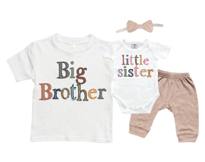 Big Brother/Little Sister Matching Sibling Set. Baby Shower Gift. Take Home Outfit. Matching Sibling Set