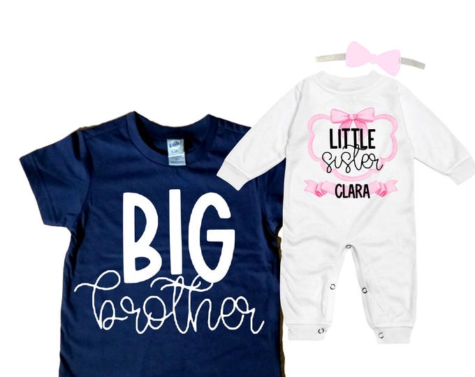 Big Brother/Little Sister Matching Sibling Set. Baby Shower Gift. Take Home Outfit. Matching Sibling Set